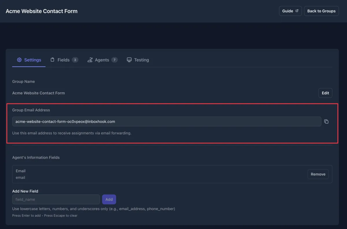 Group email address in
EnforcedFlow