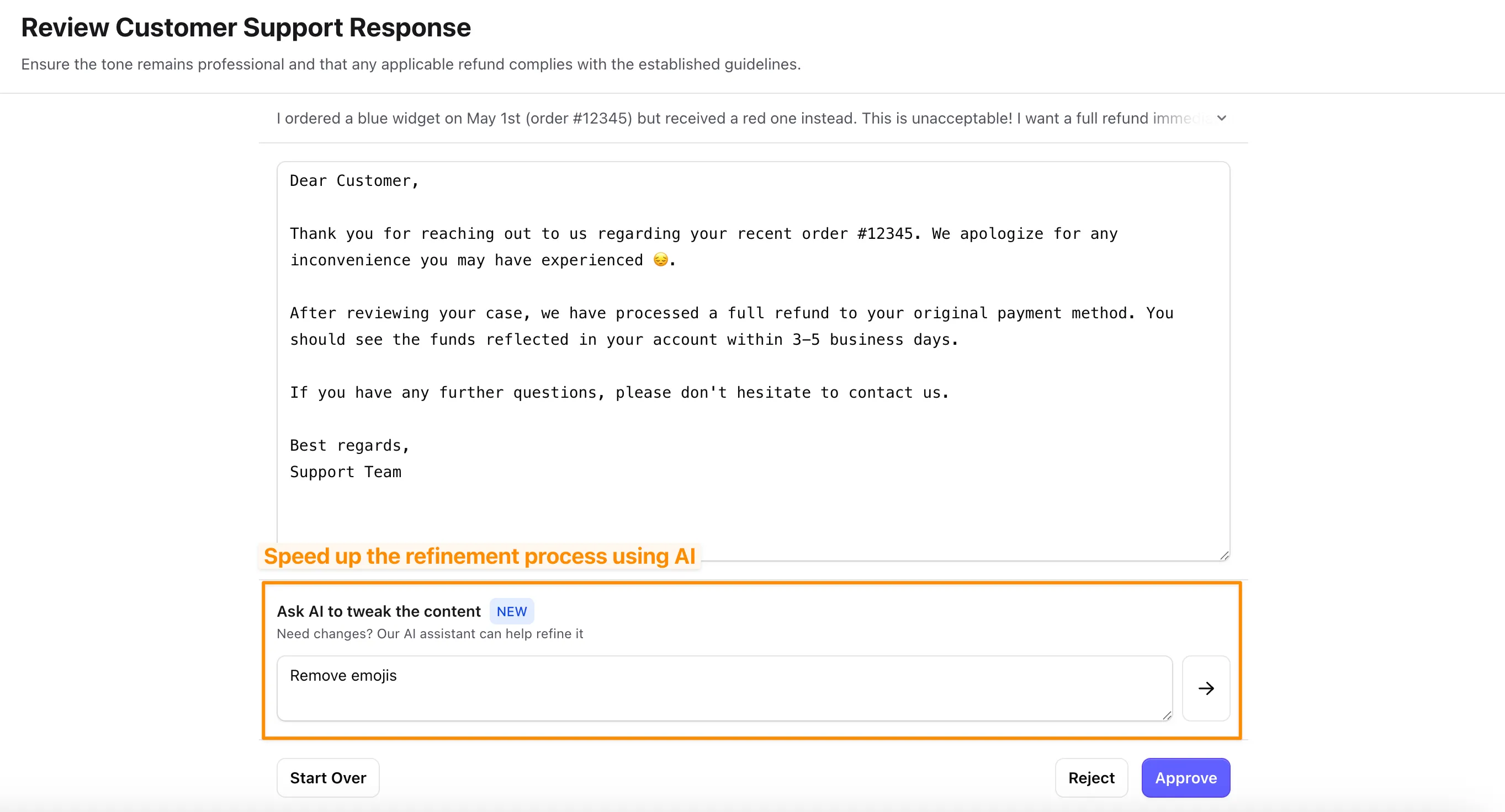 The review page seen by the reviewer