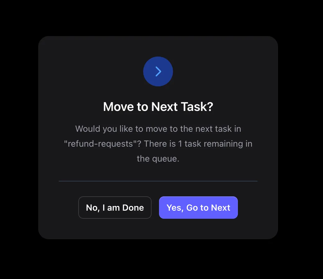 EnforcedFlow's batch processing prompt to move to next
task