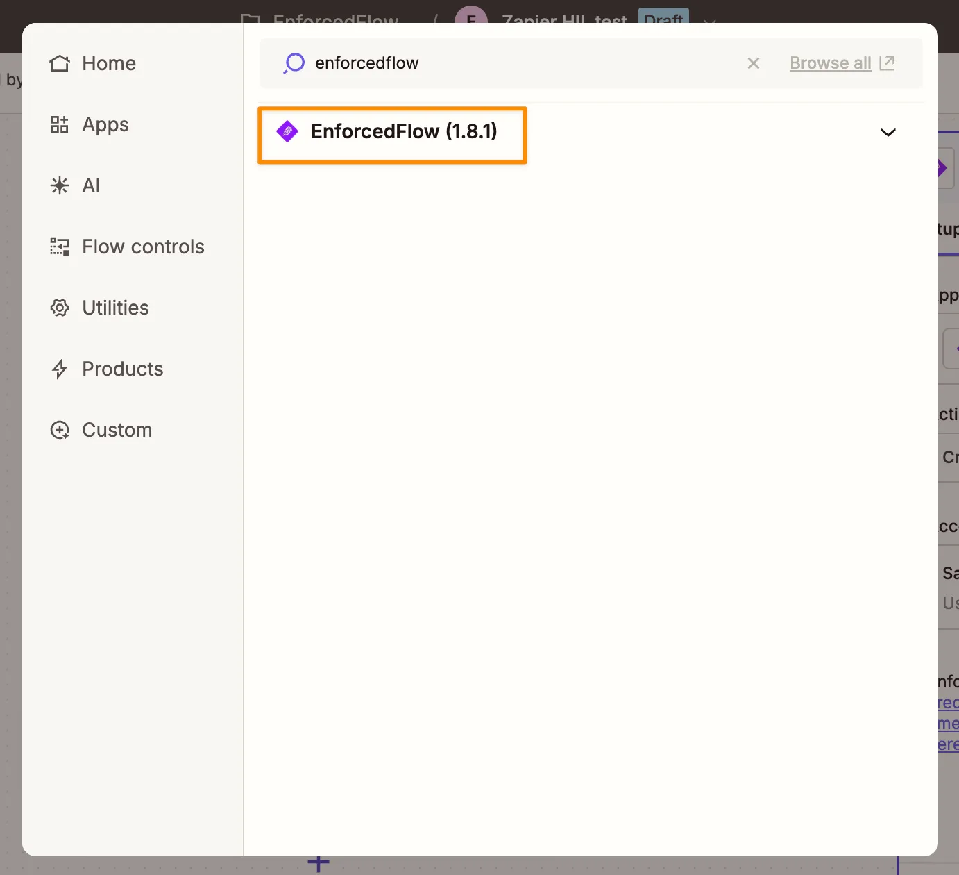 Search for EnforcedFlow in Zapier directory