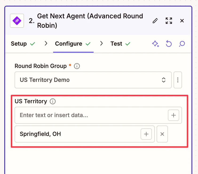 Zapier US Territory field mapping